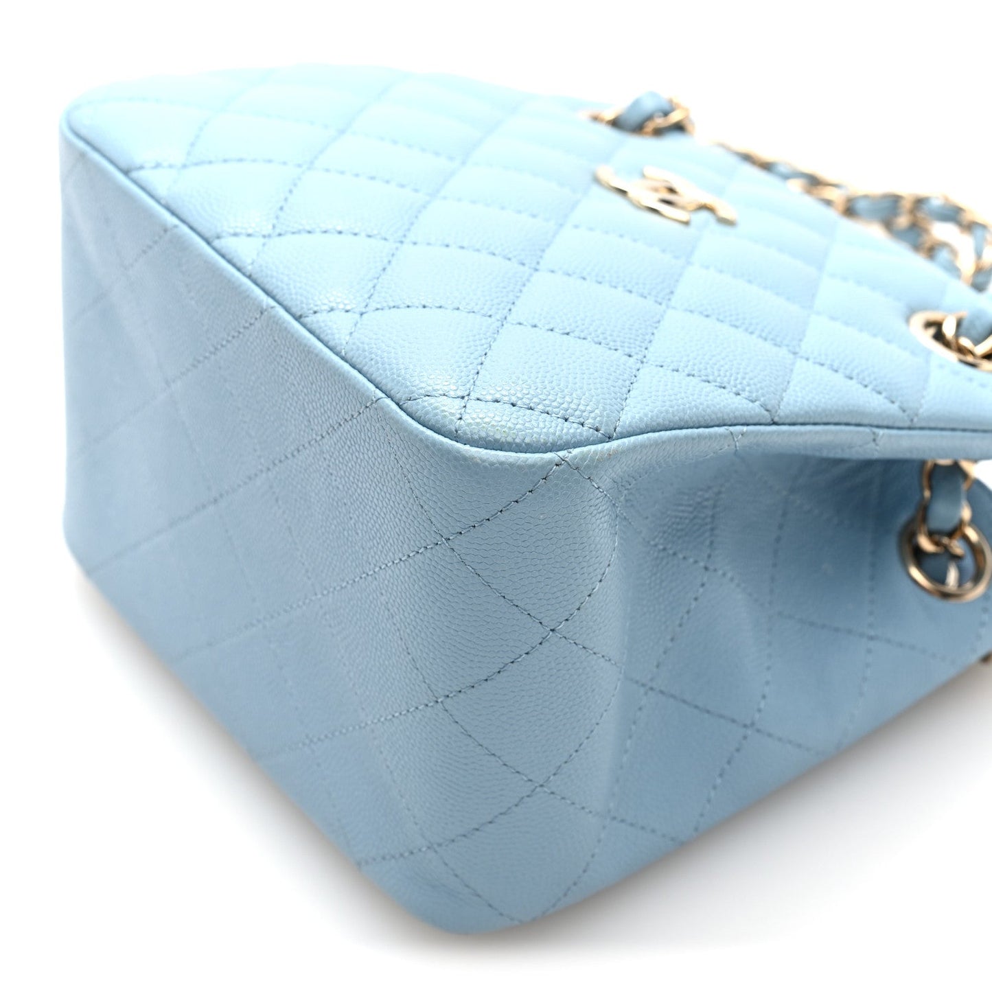 Caviar Quilted Mini Bucket Bag Blue