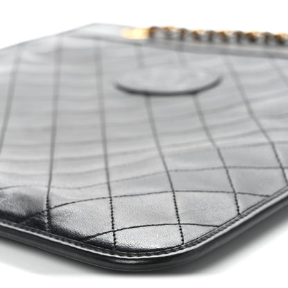 Lambskin Quilted CC Shoulder Bag Black
