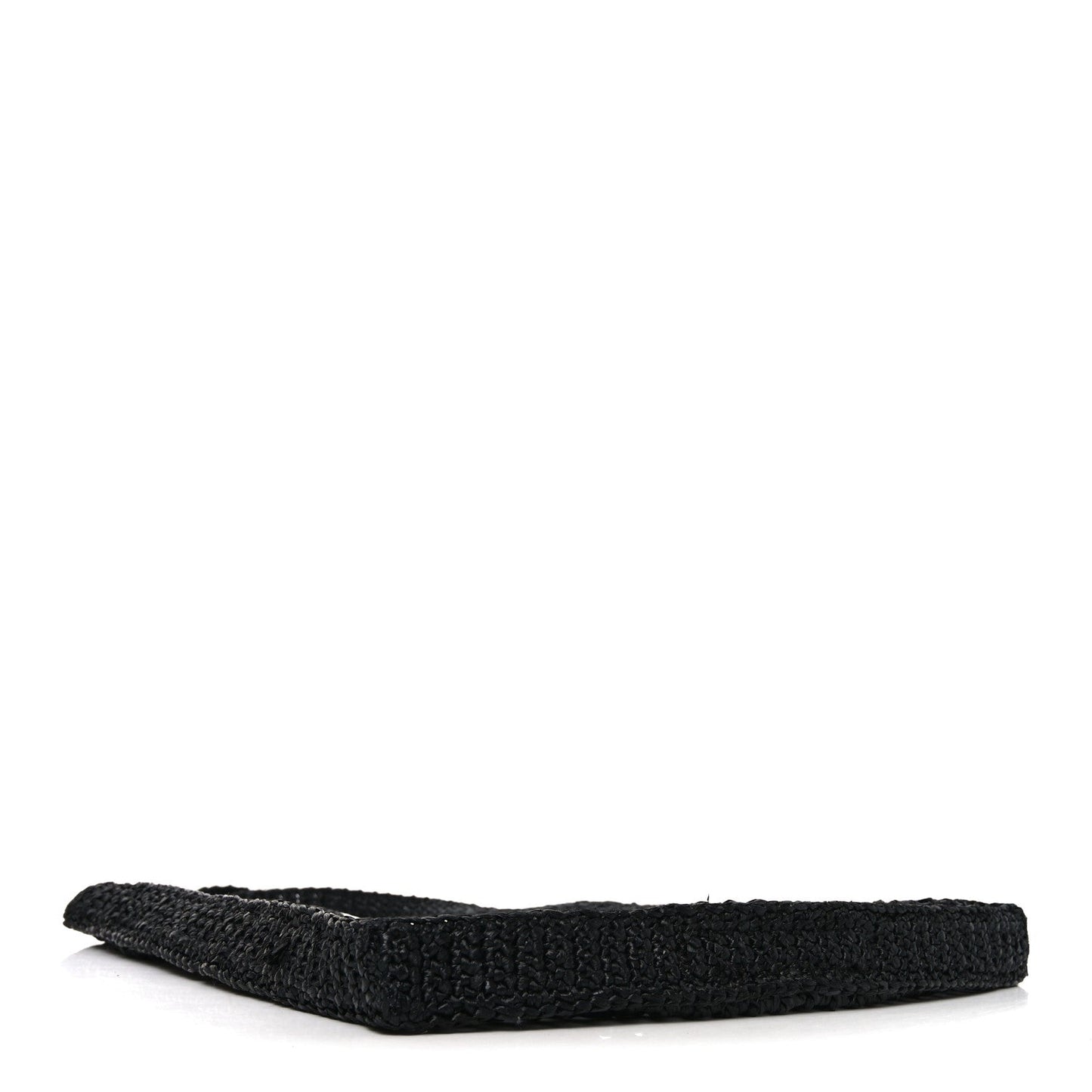 Yarn Raffia Effect Crochet Logo Embroidered Tote Bag Black