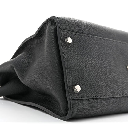 Cuoio Romano Selleria Bi-Color Large Peekaboo Iconic Satchel Black Mou