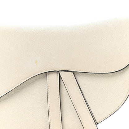 Grained Calfskin Saddle Bag White