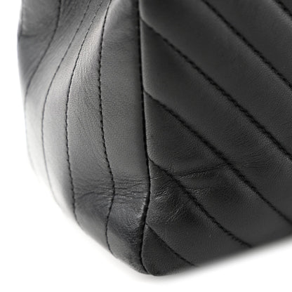 Lambskin Chevron Quilted Maxi Double Flap Black