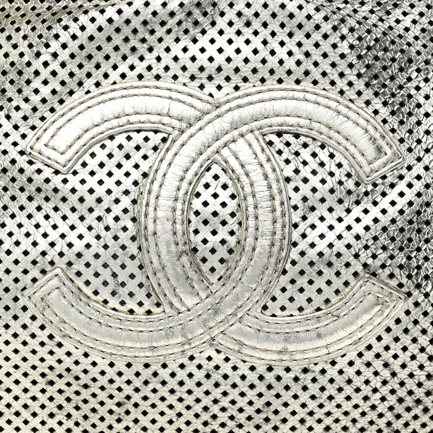 Metallic Glazed Calfskin Perforated Rodeo Drive Hobo Silver