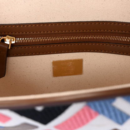 Canvas Ricamo Vitello King FF Multicolor Embroidered Baguette Grezzo Multicolor Gianduia