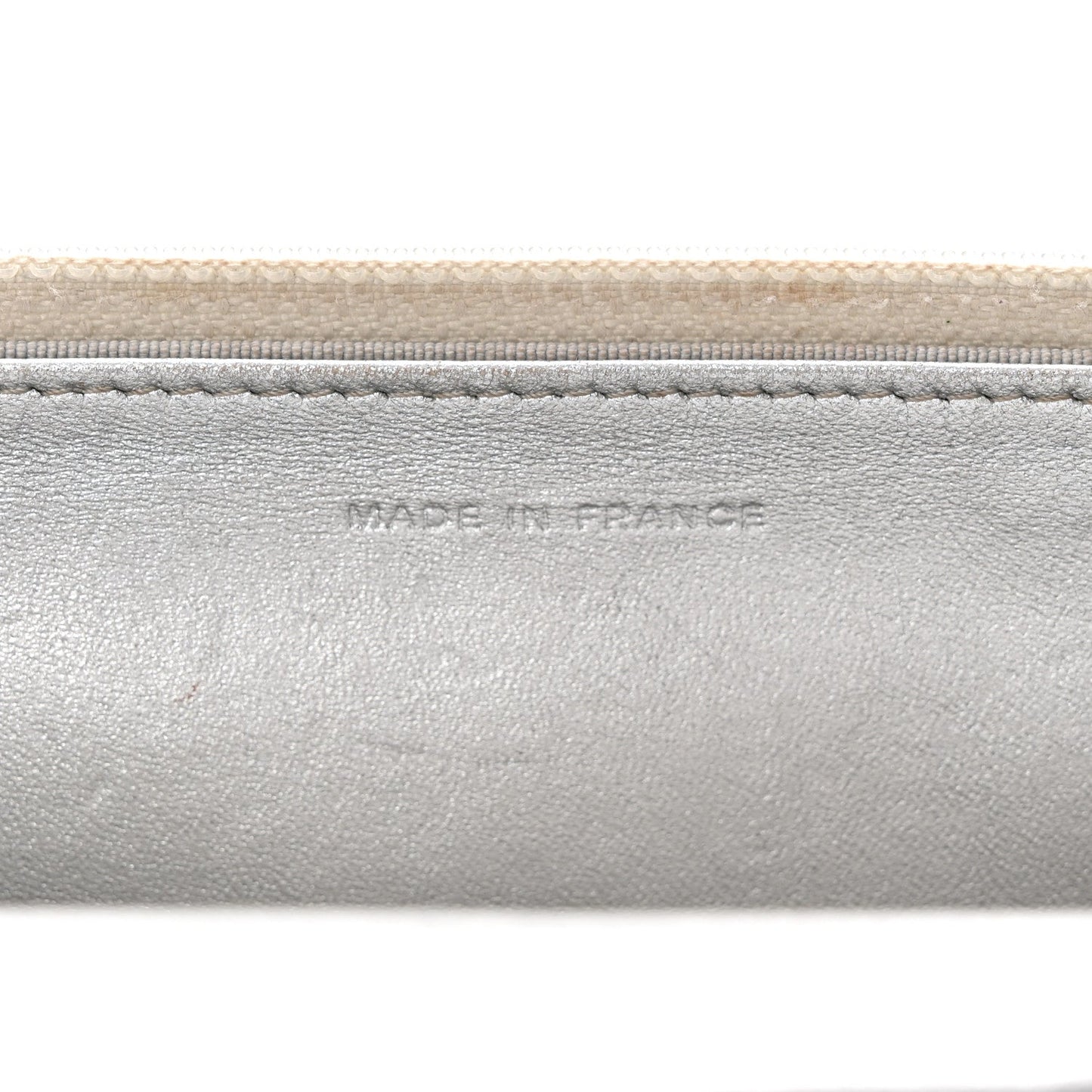 Metallic Lambskin Quilted Wallet On Chain WOC Silver