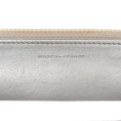 Metallic Lambskin Quilted Wallet On Chain WOC Silver