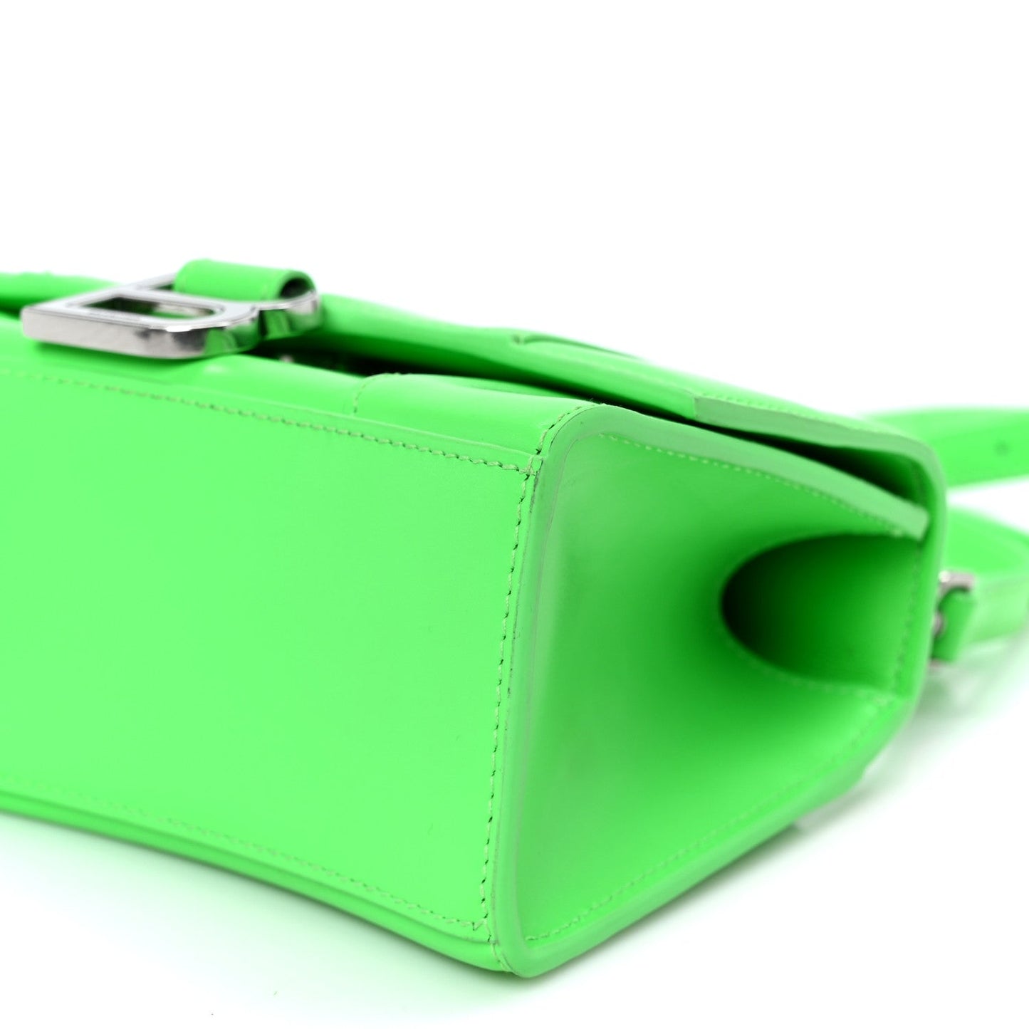 Shiny Box Calfskin Hourglass Top Handle Bag XS Fluo Green