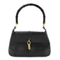 Calfskin Bamboo Handle Jackie O Hobo Black