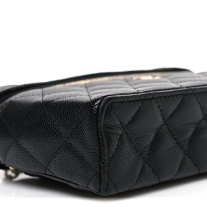Caviar Quilted Top Handle Slim Vanity With Chain Black