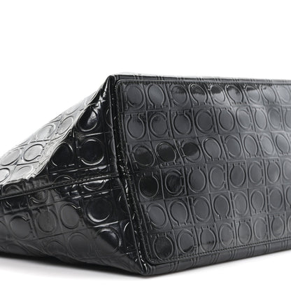 Patent Gancini Embossed Tote Black