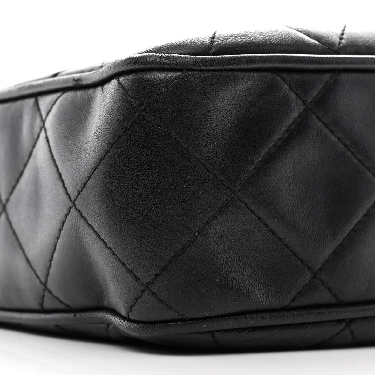 Lambskin Quilted Flap Shoulder Bag Black