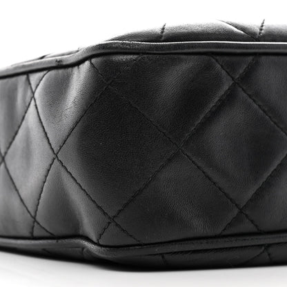 Lambskin Quilted Flap Shoulder Bag Black