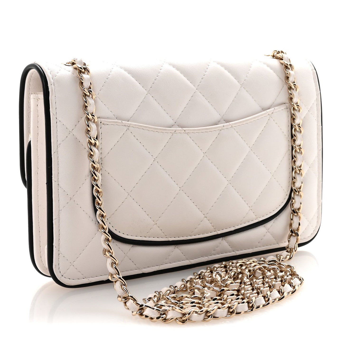 Lambskin Quilted Resin CC Mini Flap Bag White Black