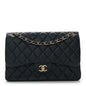 Metallic Caviar Quilted Jumbo Double Flap Dark Blue