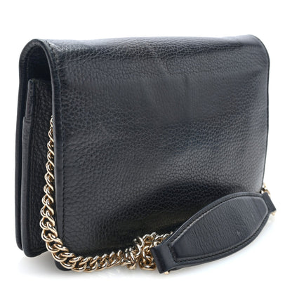Pebbled Calfskin Soho Wallet On Chain Black