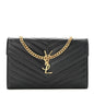 Grain De Poudre Matelasse Chevron Monogram Chain Wallet Black