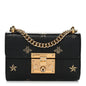 Grained Calfskin Bee Star Small Padlock Shoulder Bag Black