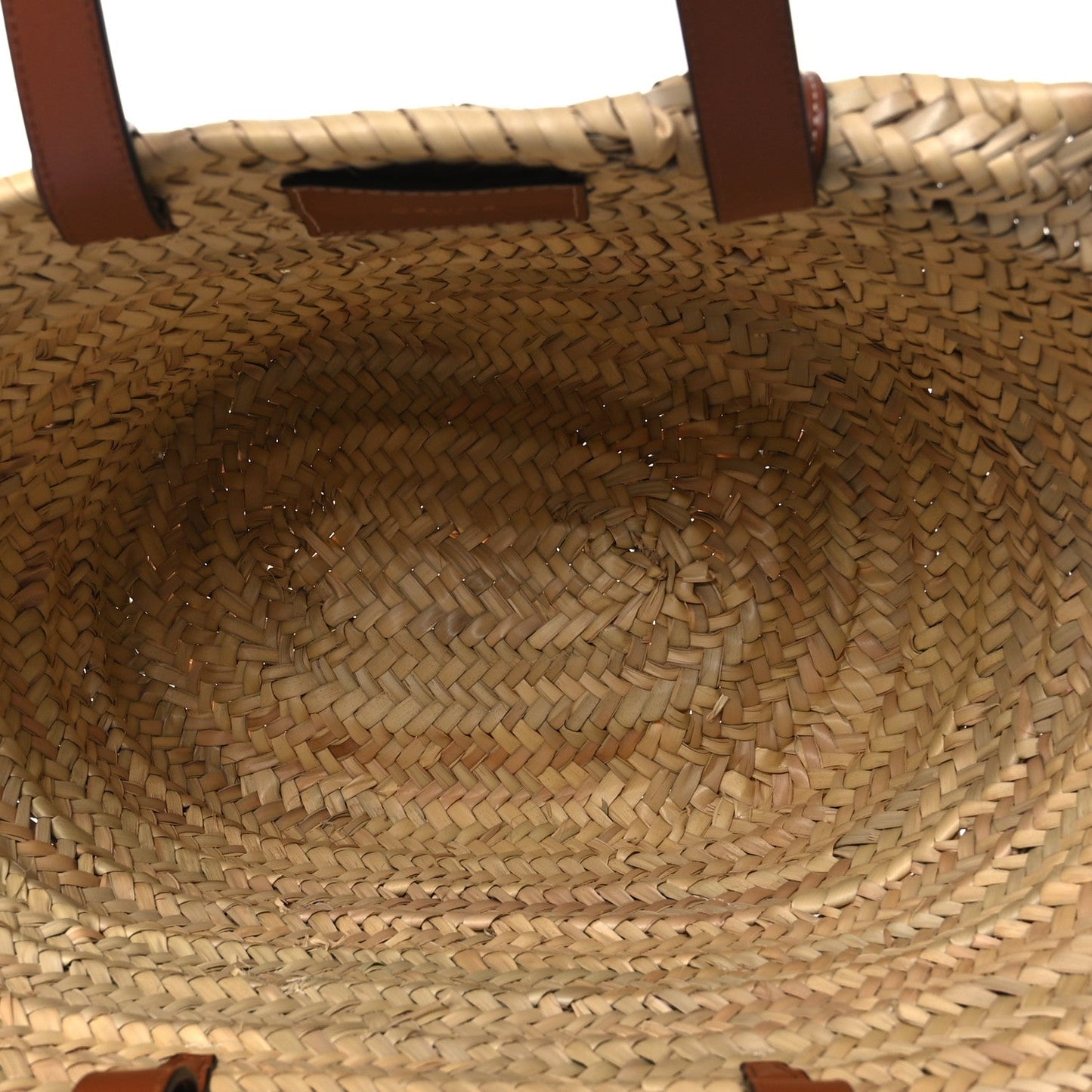 Raffia Calfskin Triomphe Medium Panier Tan
