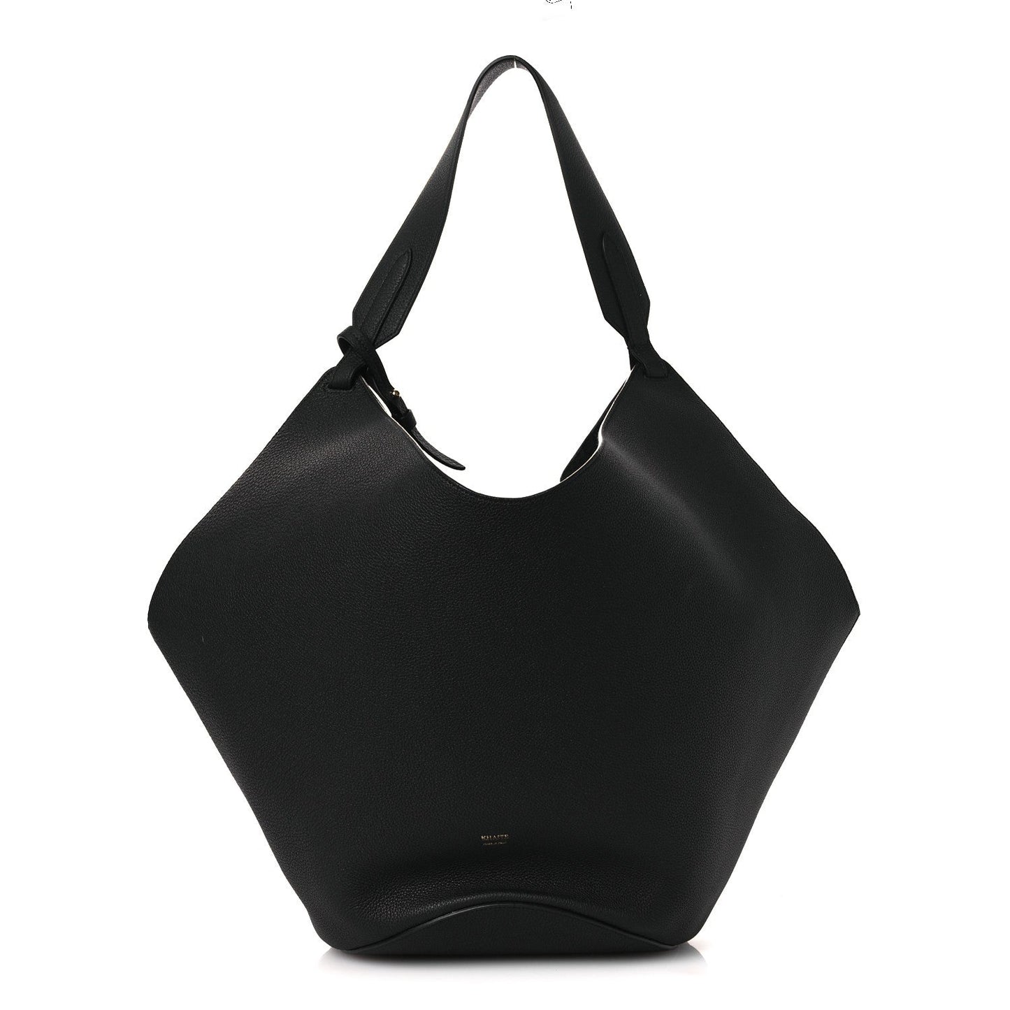 Pebbled Sport Calfskin Medium Lotus Tote Black