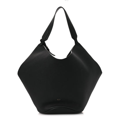 Pebbled Sport Calfskin Medium Lotus Tote Black