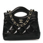 Shiny Lambskin Quilted Micro 31 Clutch With Chain Black