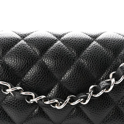 Caviar Quilted Small Double Flap Black