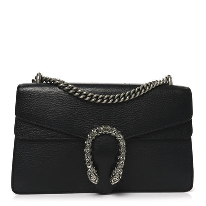 Pebbled Calfskin Small Dionysus Shoulder Bag Black