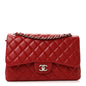 Caviar Quilted Jumbo Double Flap Dark Red