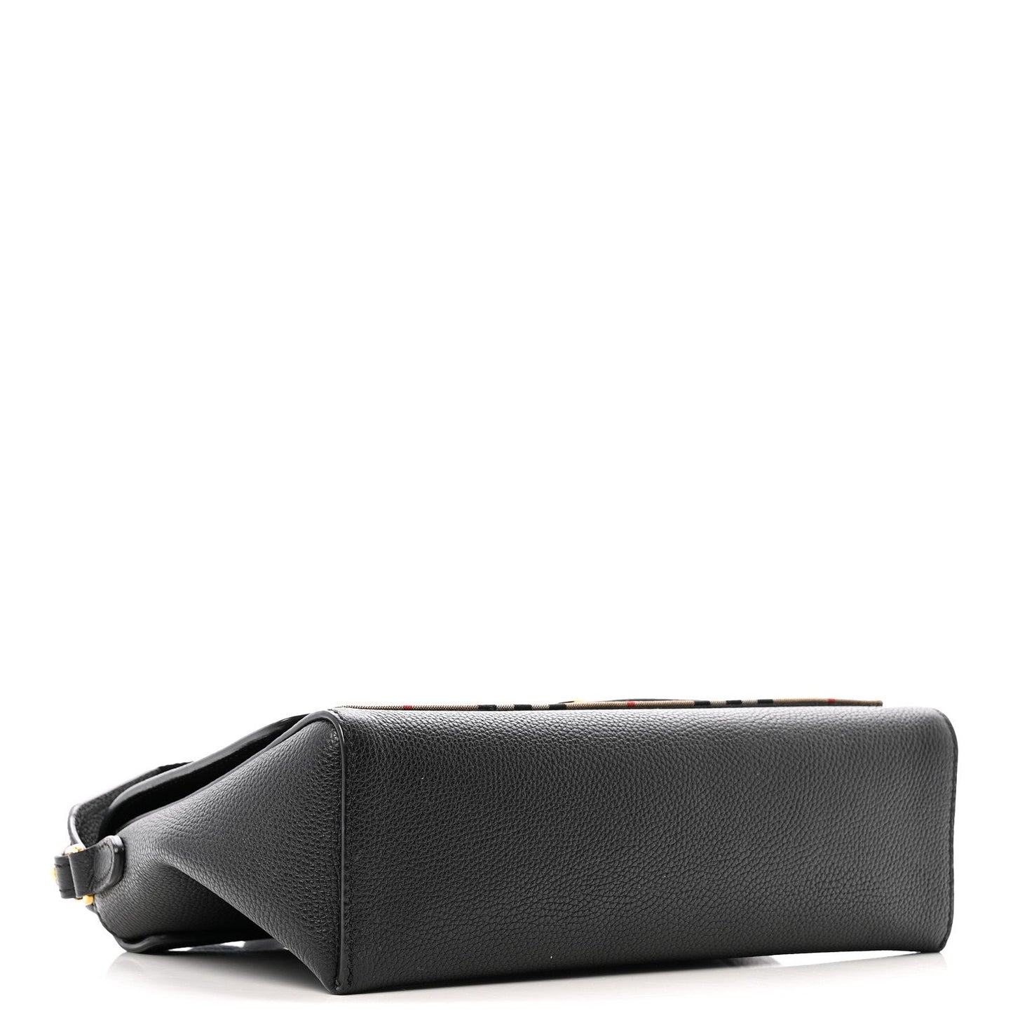 Coated Canvas Calfskin Vintage Check Medium Note Crossbody Bag Black