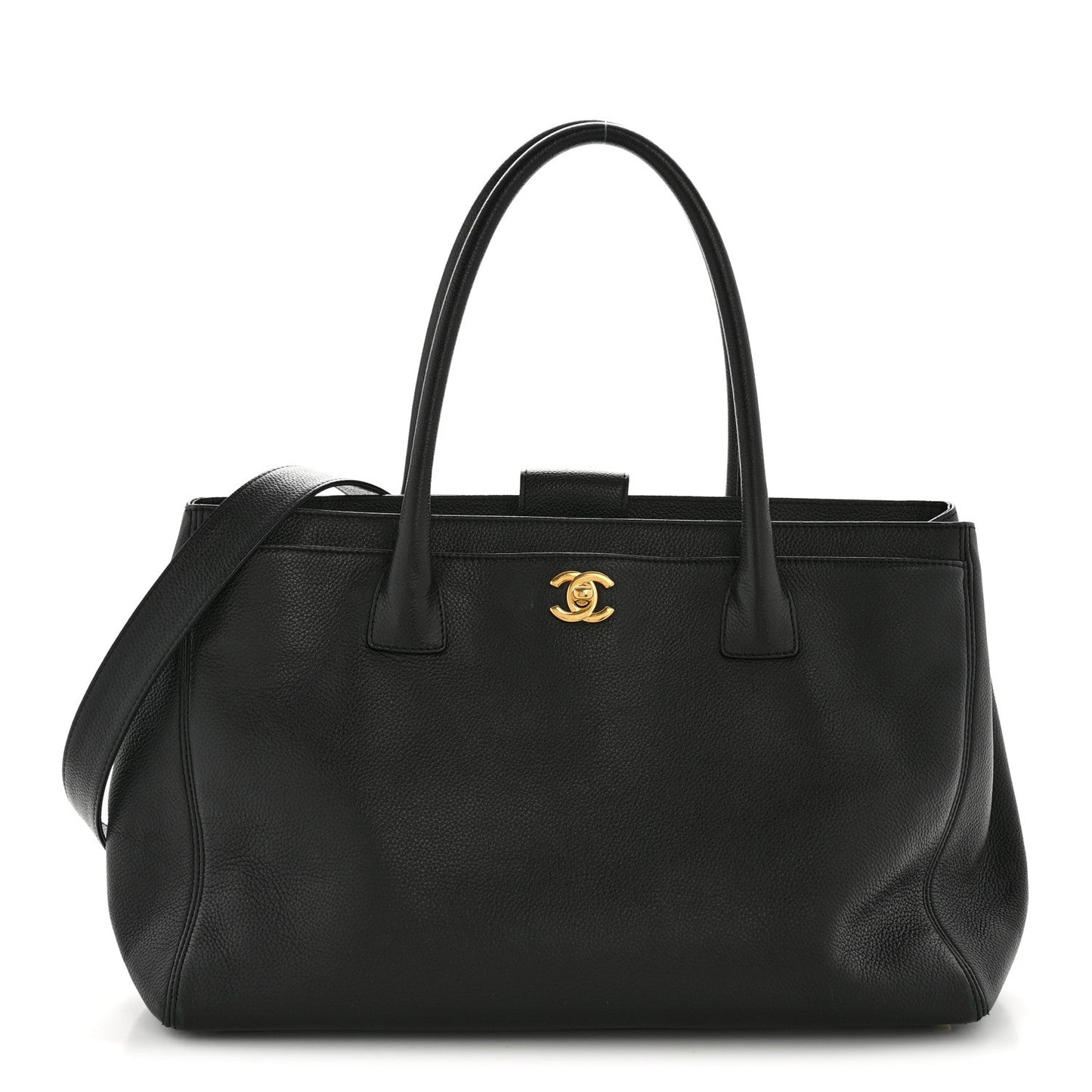 Calfskin Cerf Executive Shopper Tote Black