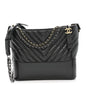 Aged Calfskin Chevron Quilted Medium Gabrielle Hobo Black