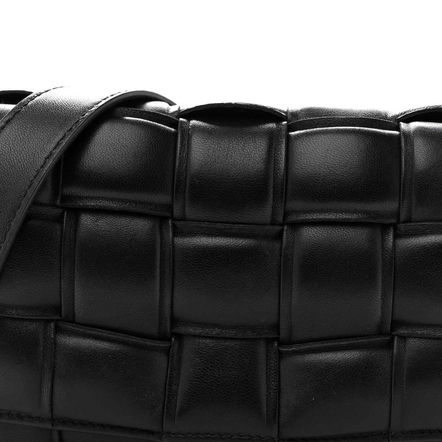 Nappa Maxi Intreccio Small Padded Cassette Crossbody Bag Black
