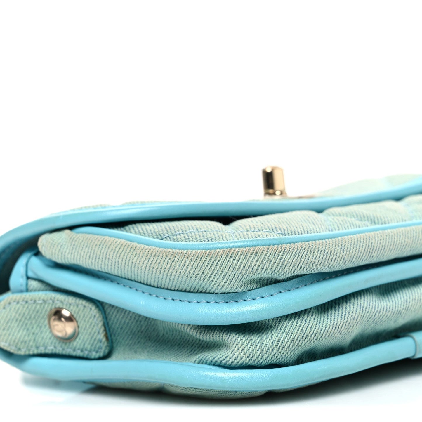 Denim Quilted Small Messenger Flap Neon Blue