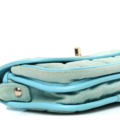 Denim Quilted Small Messenger Flap Neon Blue