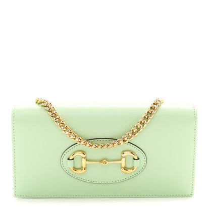 Boarded Plutone Calfskin Horsebit 1955 Wallet On Chain Green