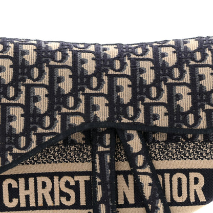 Oblique Embroidered Saddle Bag Blue