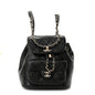 Glazed Aged Calfskin Quilted Small Duma Drawstring Backpack Black