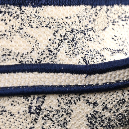 Canvas Embroidered Toile de Jouy Saddle Bag Blue