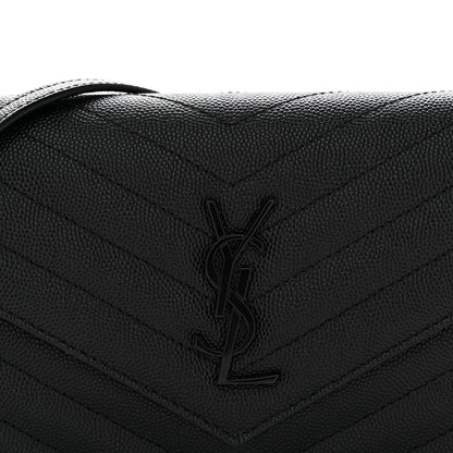 Grain De Poudre Matelasse Chevron Monogram Monochrome Envelope Chain Wallet Black