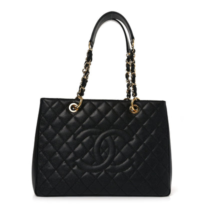 Caviar Quilted Grand Shopping Tote GST Black