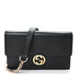 Dollar Calfskin Interlocking G Chain Wallet Black
