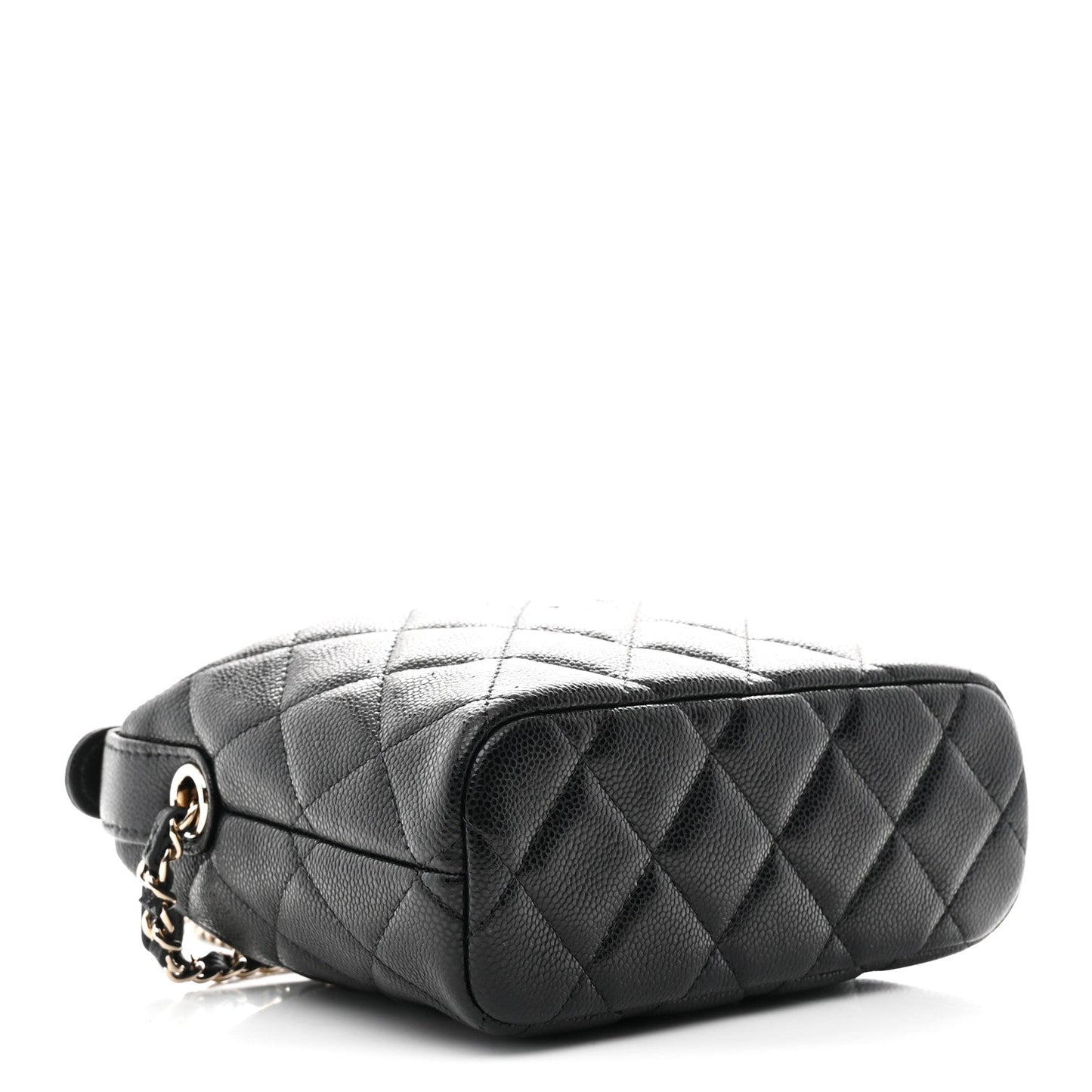 Caviar Quilted Hobo Clutch With Chain Black