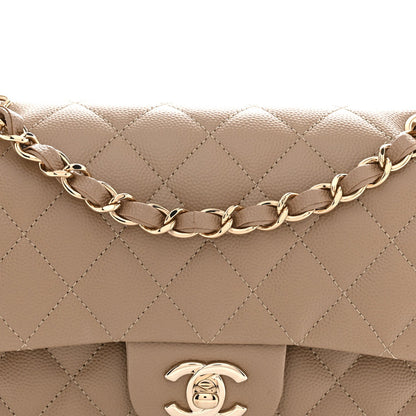 Caviar Quilted Small Double Flap Dark Beige