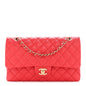 Caviar Quilted Medium Double Flap Red