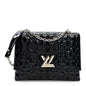 Vernis Flower Quilted Twist Shoulder Bag GM Black