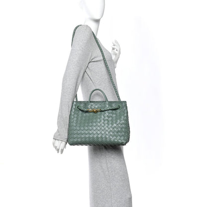 Nappa Intrecciato Medium Andiamo Shoulder Bag Aloe