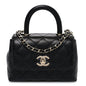 Caviar Quilted Coco Handle Clutch With Chain Black