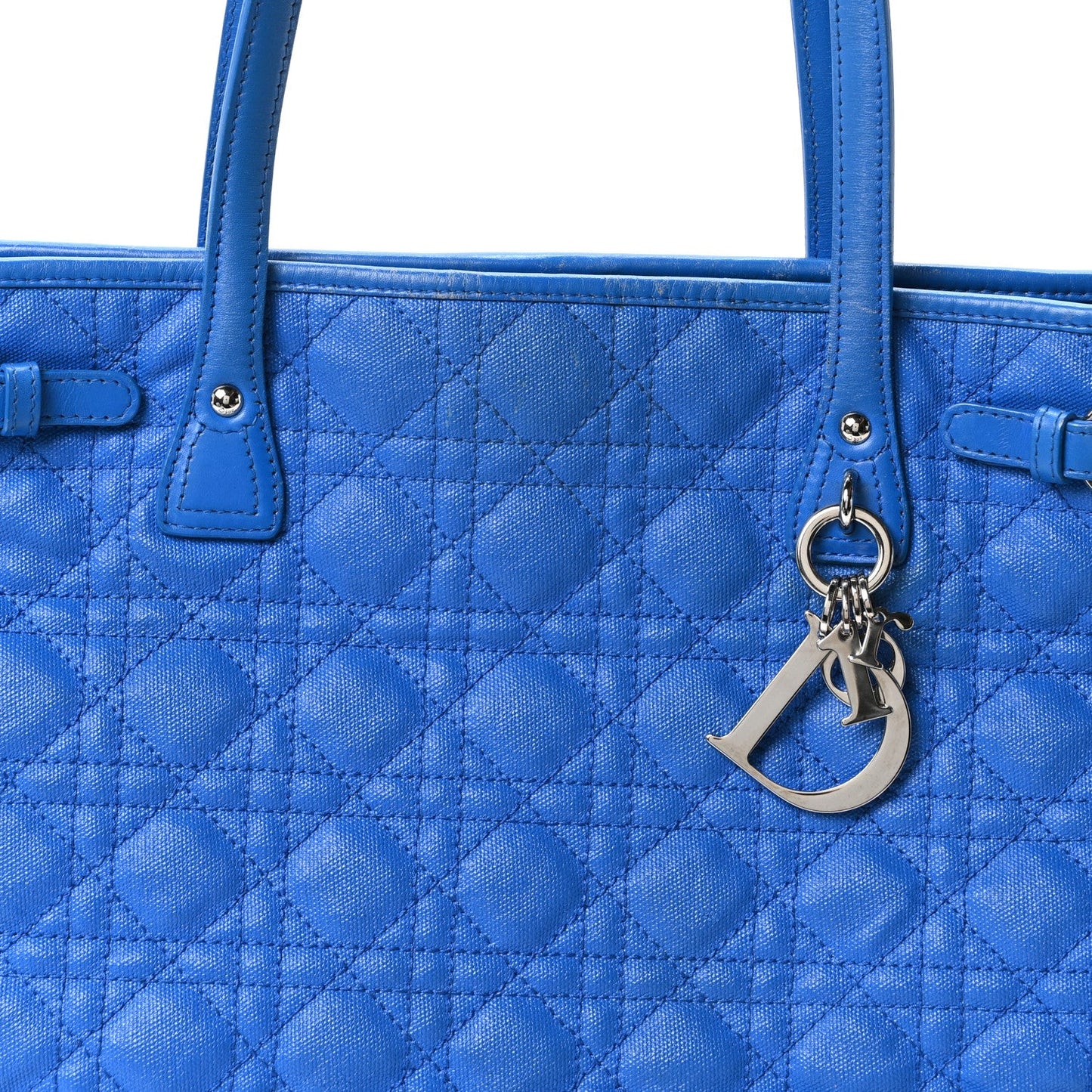 Coated Canvas Cannage Large Panarea Tote Blue