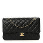 Lambskin Quilted Medium Double Flap Black