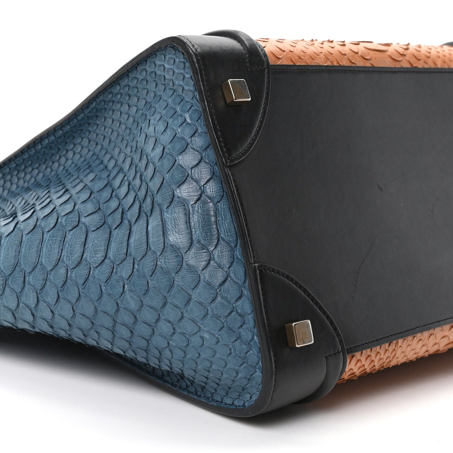 Snakeskin Mini Tri-Color Luggage Blue Brown Multicolor